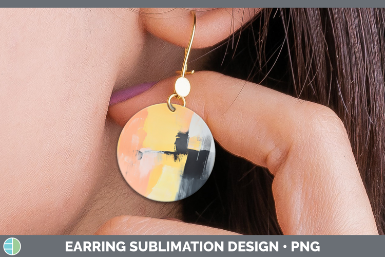 Abstract Light Yellow Round Earrings Sublimation Earrings De