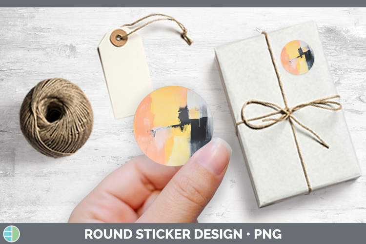 Abstract Light Yellow Stickers | Round Labels Designs