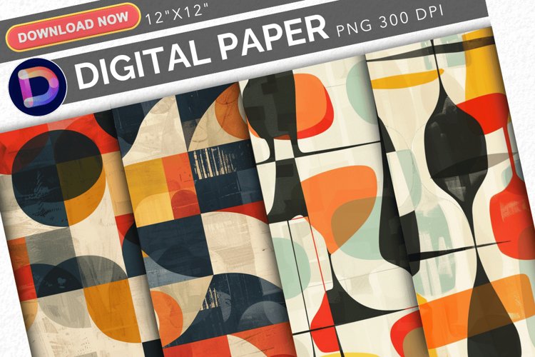 Abstract Mid Century Digital Paper