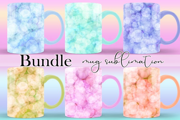 Pastel Mug Sublimation Bundle, Bokeh design, Abstract Mugs