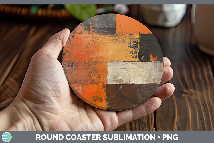 Abstract Orange Round Coaster Sublimation Coaster Designs