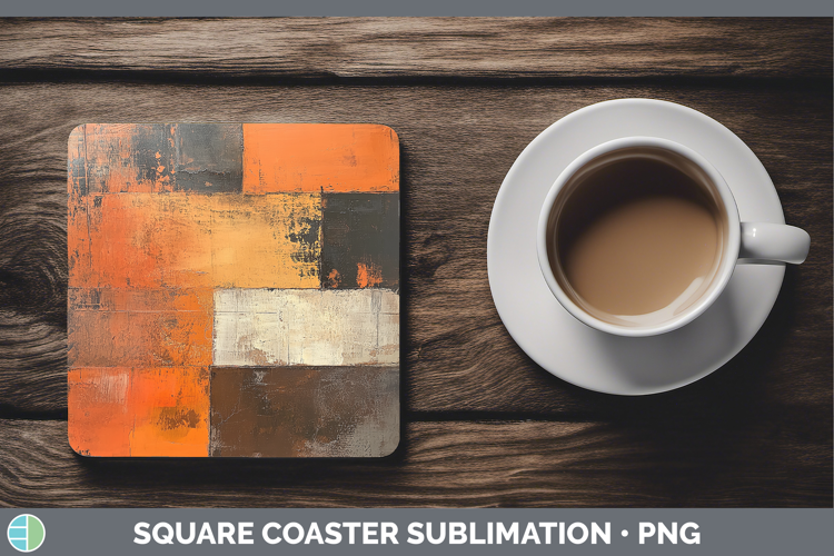 Abstract Orange Square Coaster Sublimation Coaster Designs