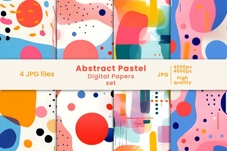 abstract pastel digital papers and colorful patterns