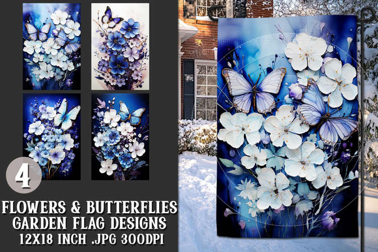 Butterfly Garden Flags, Sublimation Butterfly Backgrounds, 3