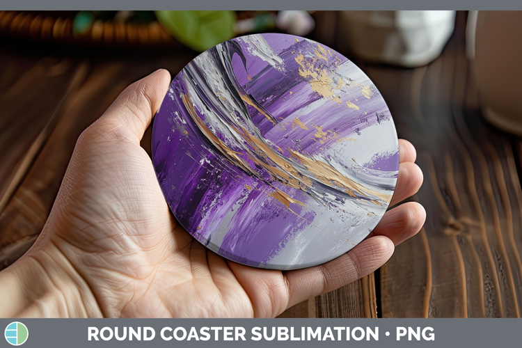 Abstract Purple Round Coaster Sublimation Coaster Designs