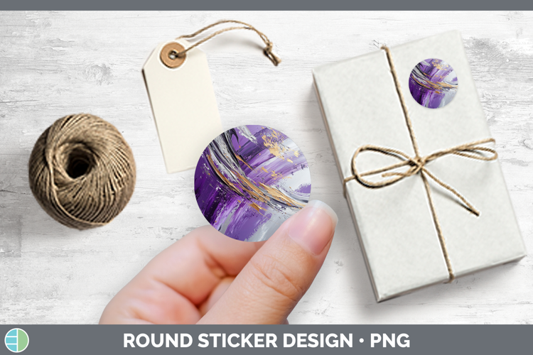Abstract Purple Stickers | Round Labels Designs