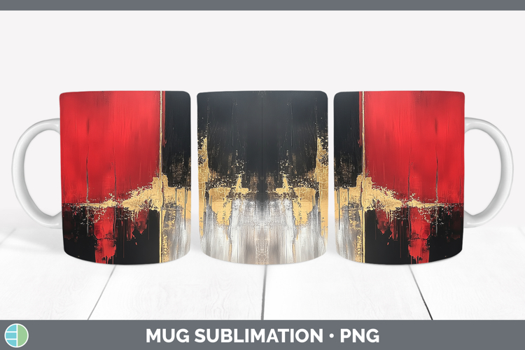 Abstract Red Mug Wrap Sublimation Coffee Cup Designs