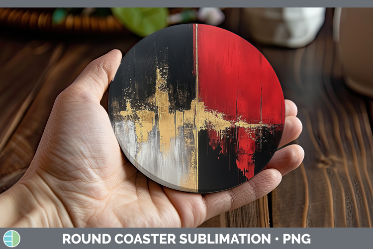Abstract Red Round Coaster Sublimation Coaster Designs