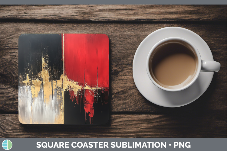Abstract Red Square Coaster Sublimation Coaster Designs