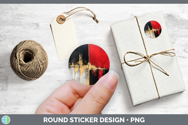 Abstract Red Stickers | Round Labels Designs