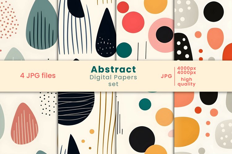 abstract shapes digital papers and colorful patterns