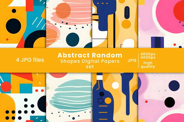abstract shapes digital papers and colorful patterns