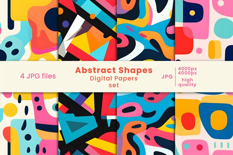 abstract shapes digital papers and colorful patterns