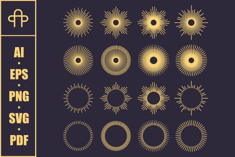 Abstract Sunburst vintage set collection vector example image 1