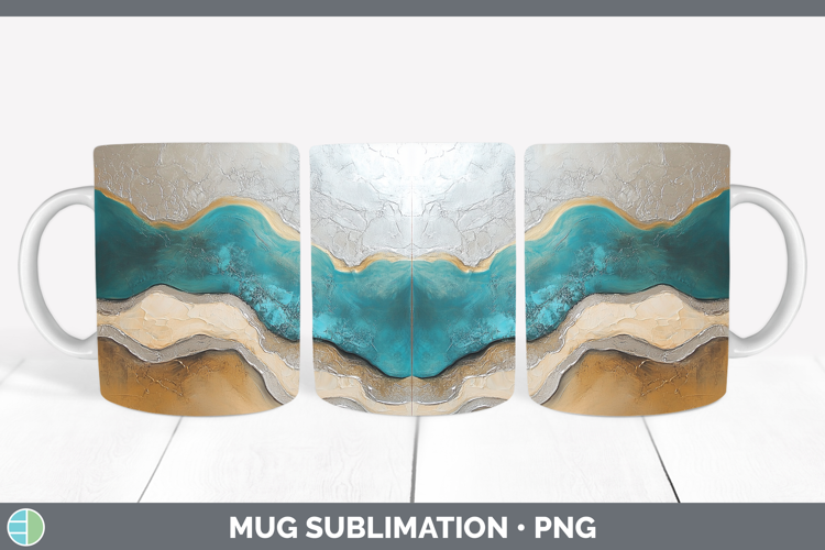 Abstract Teal Mug Wrap Sublimation Coffee Cup Designs