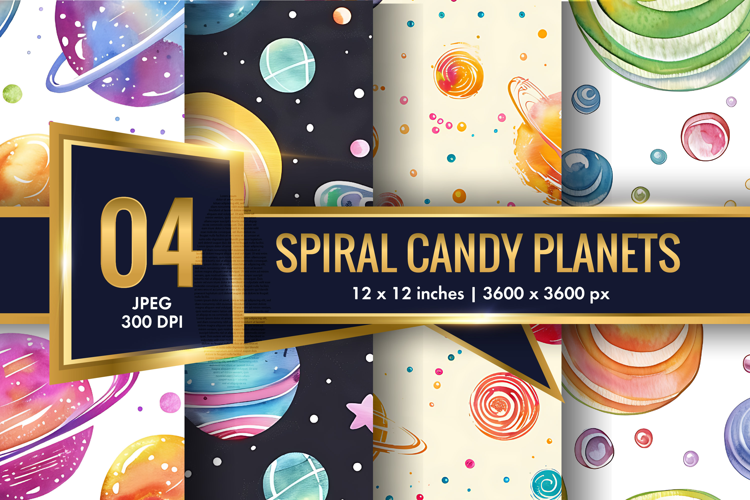 Whimsical Candy Planet Pattern Digital Paper