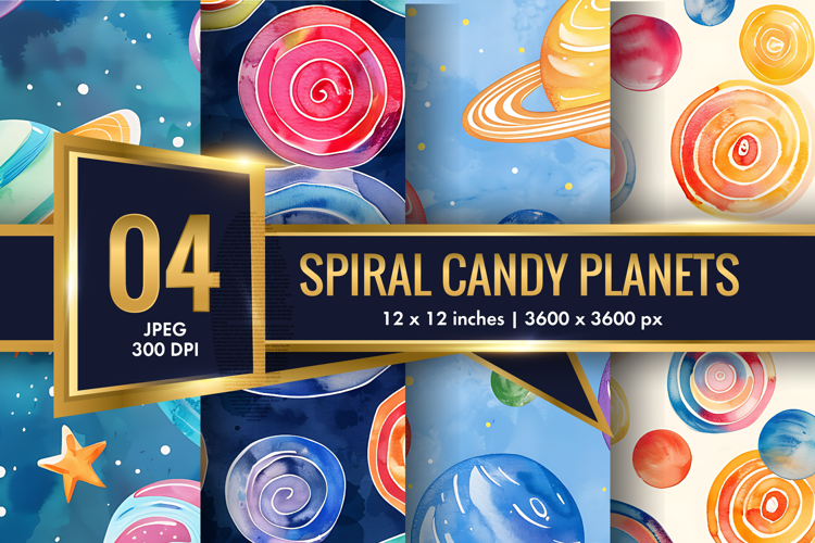 Whimsical Candy Planet Pattern Digital Paper