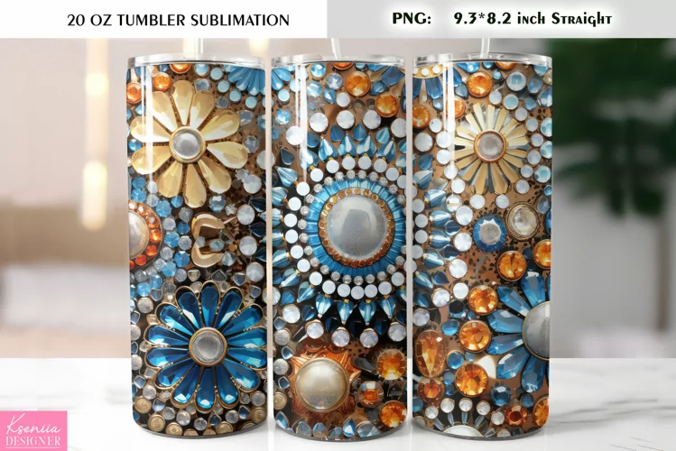 Precious Stones Flowers| Valentines Day Tumbler Sublimation