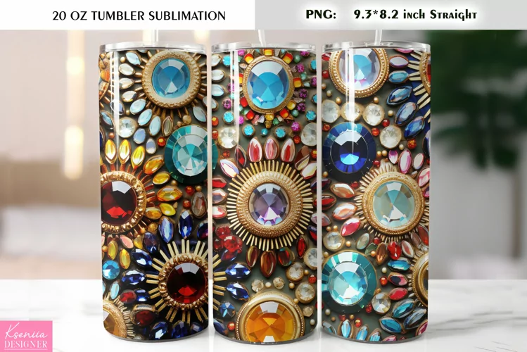 Precious Stones Flowers| Valentines Day Tumbler Sublimation