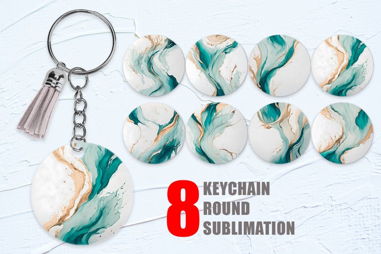 Turquoise Watercolor Art Keychain | Keyring