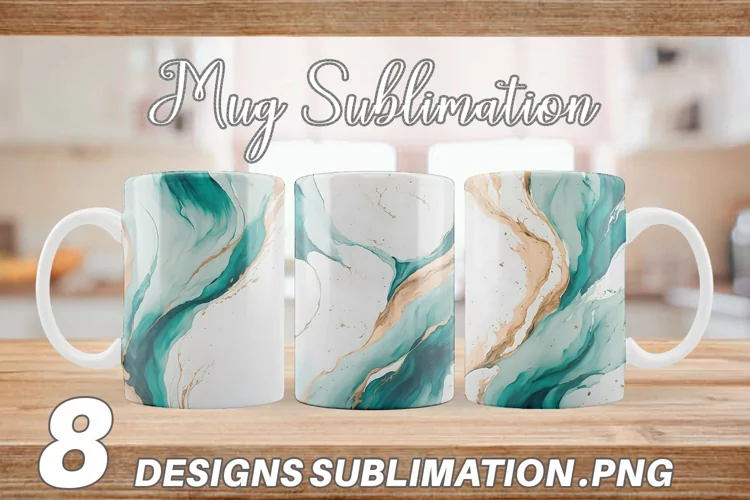 Turquoise Watercolor Art Mug sublimation design