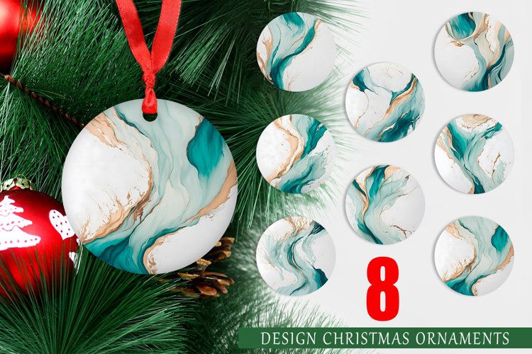 Christmas Ornaments Turquoise Watercolor Art