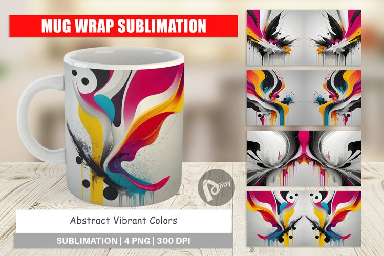 Mug Wrap Design Abstract Vibrant Colors