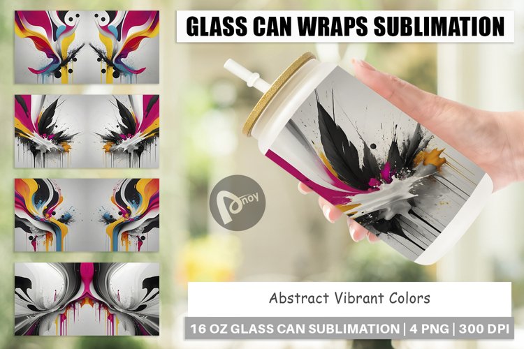Glass Can Wraps Abstract Vibrant Colors