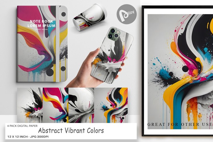 Digital Paper Abstract Vibrant Colors example image 1