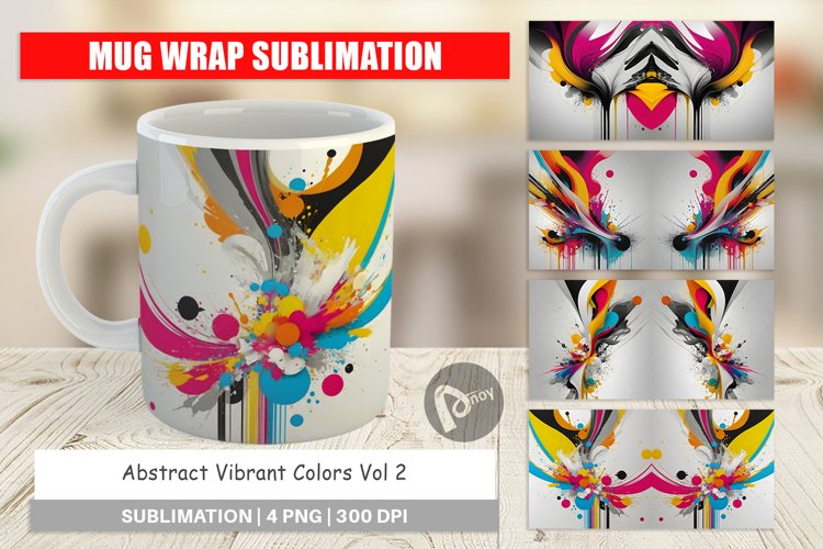 Mug Wrap Design Abstract Vibrant Colors