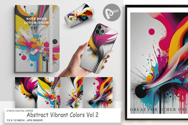 Digital Paper Abstract Vibrant Colors example image 1