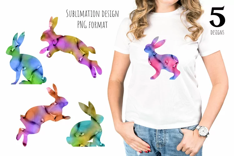 Abstract Watercolor Bunny illustration PNG sublimation