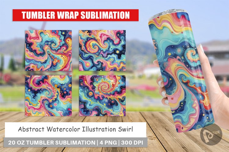 Tumbler Wrap Abstract Watercolor Swirl