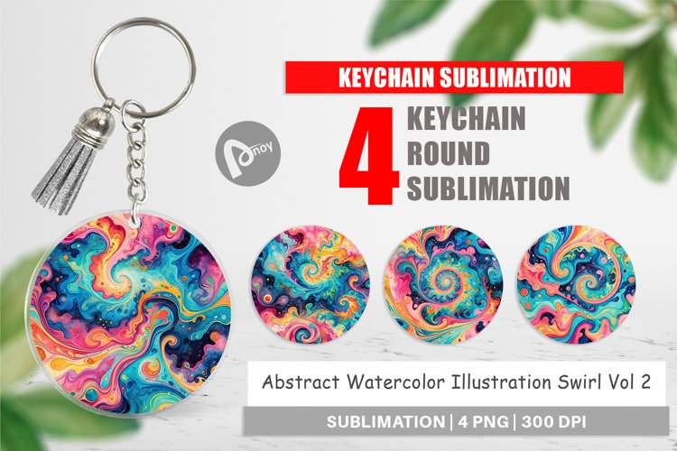 Keychain Abstract Watercolor Swirl