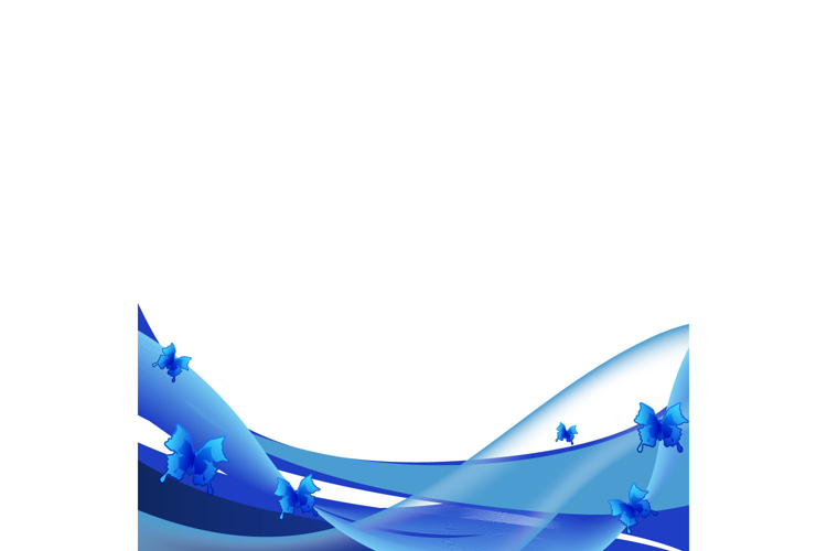 Abstract wave blue curve decoration background w/ butterfly