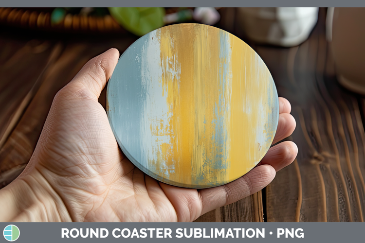 Abstract Yellow Round Coaster Sublimation Coaster Designs