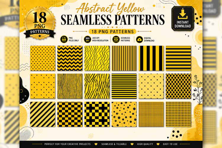 Abstract Yellow Seamless Patterns