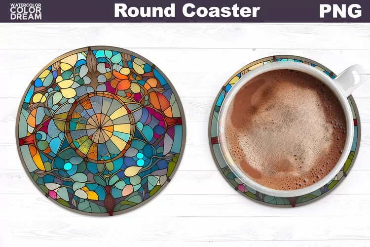 Stained Glass Coaster | Round Coaster Sublimation