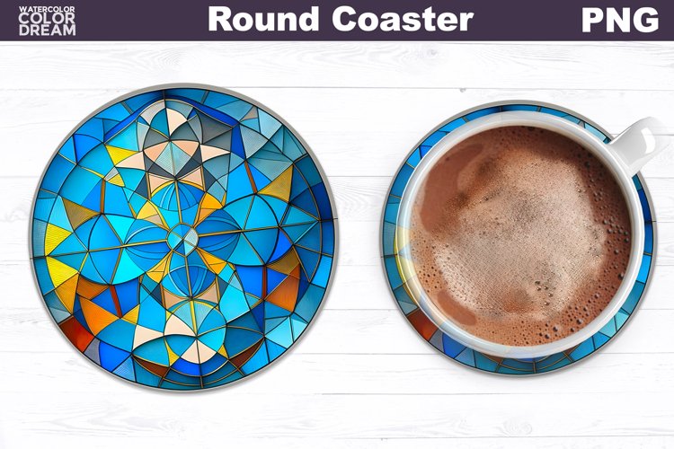 Stained Glass Coaster | Round Coaster Sublimation example image 1