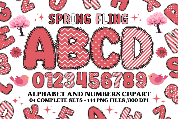 Spring Fling Alphabet png, letters doodle, spring clipart