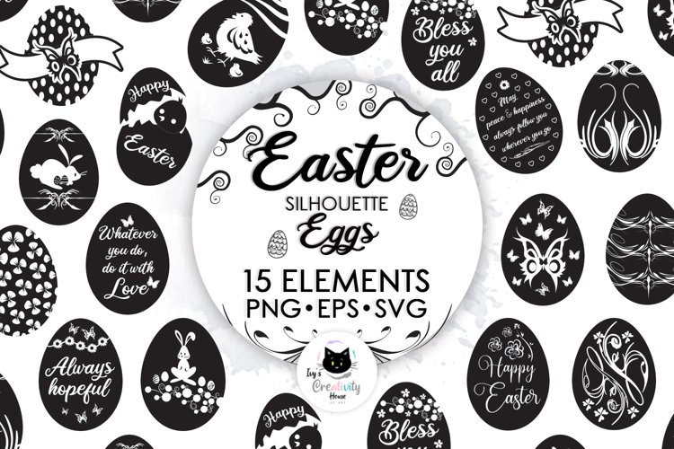 Happy Easter SVG Cut Files | Easter Egg Silhouette Clipart example image 1