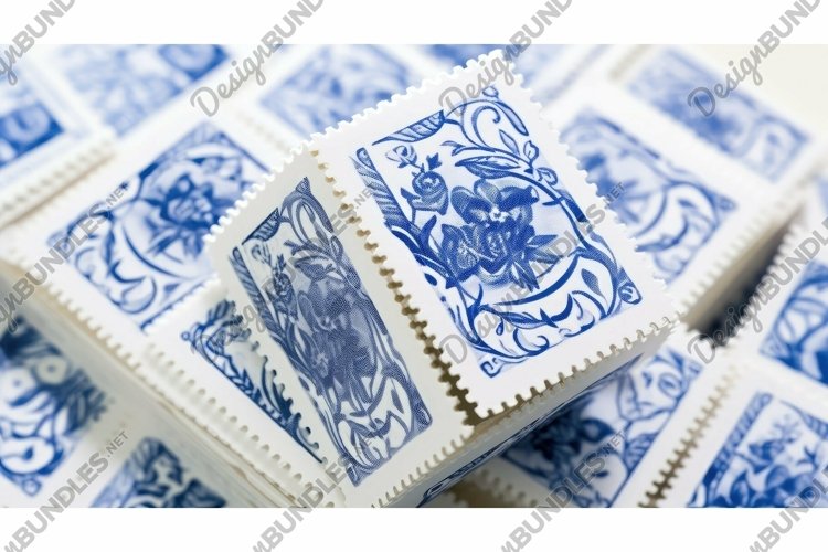 communication blue stamp