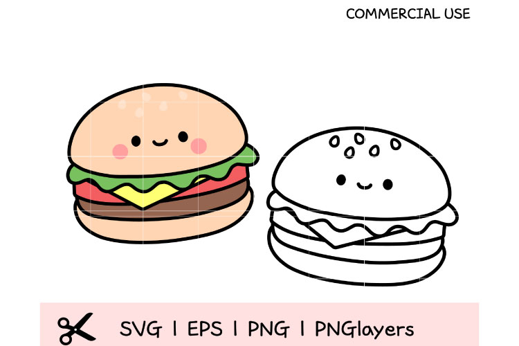 Kawaii Hamburger SVG Bundle | Cute Burger Clipart