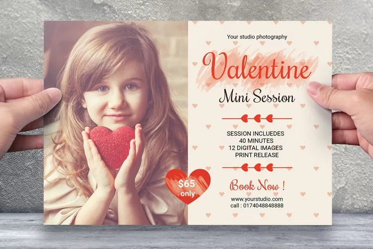 Valentine Day Mini Session Template | Photoshop Template