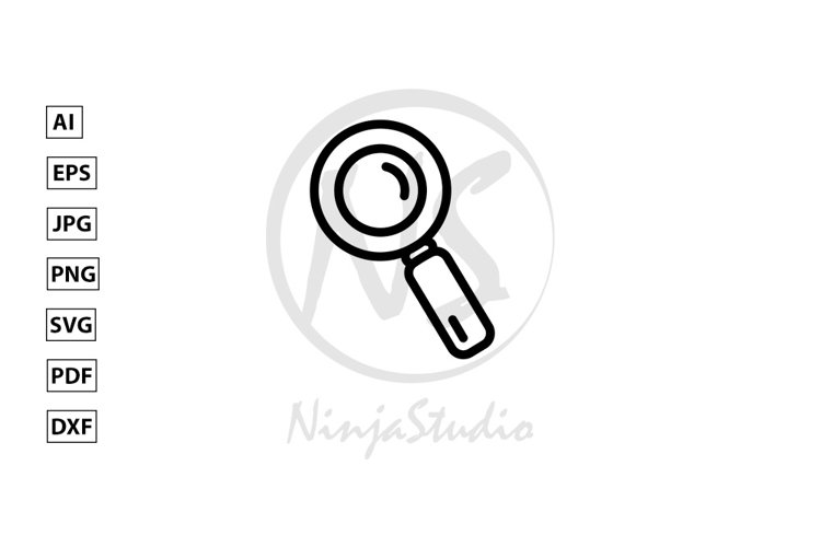 Magnifying Glass Line Icon In Flat Style Vector example image 1