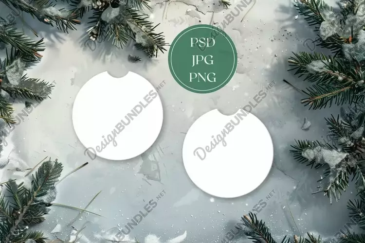 Christmas Car Coasters Mock Up, Round Coaster Mock Up Design