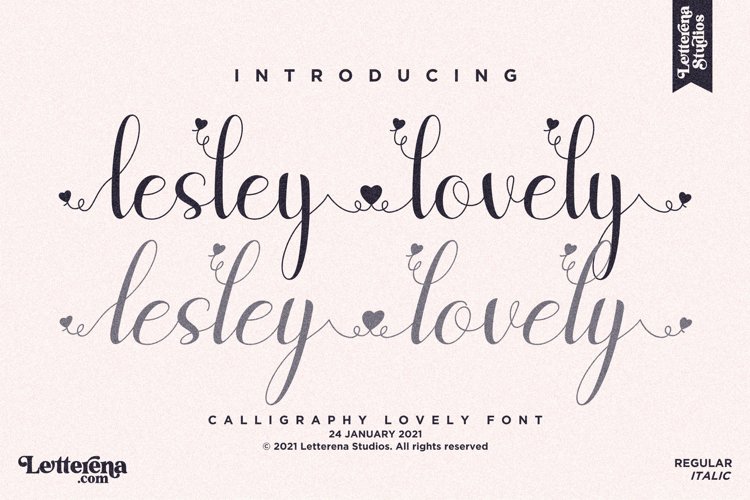 lesley lovely- Beautiful Lovely Script Font example image 1