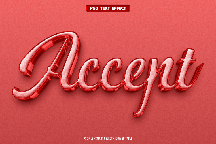 Accept 3D editable text effect