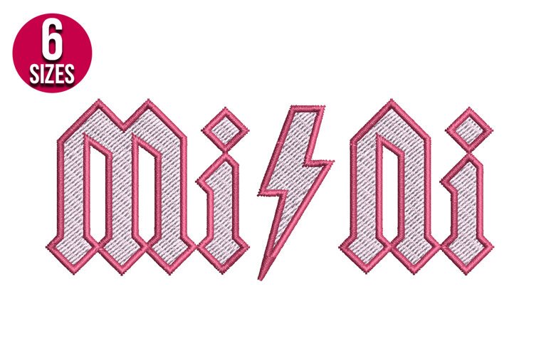 ACDC Style Mini Text Machine Embroidery Design - 6 sizes example image 1