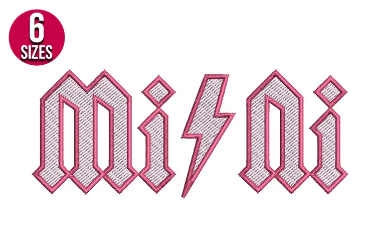 ACDC Style Mini Text Machine Embroidery Design - 6 sizes